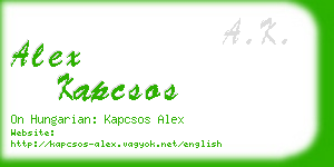 alex kapcsos business card